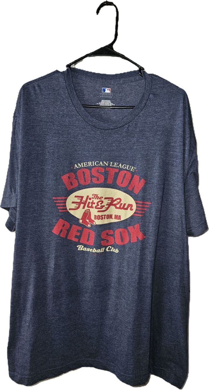 Boston Red Sox  The Hit & Run Baseball Club  Retro T-shirt, heather blue, XXXL